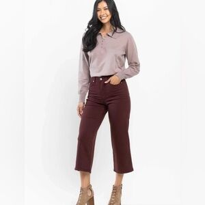 Judy Blue High Waist Tummy Control Garment Dyed Wide Leg Size 15/32